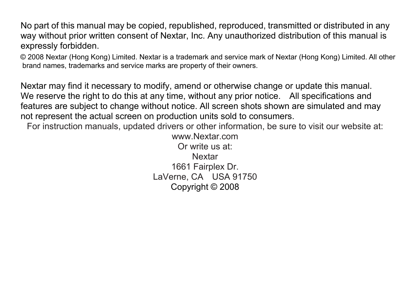 Nextar MA750 User Manual | Page 57 / 57