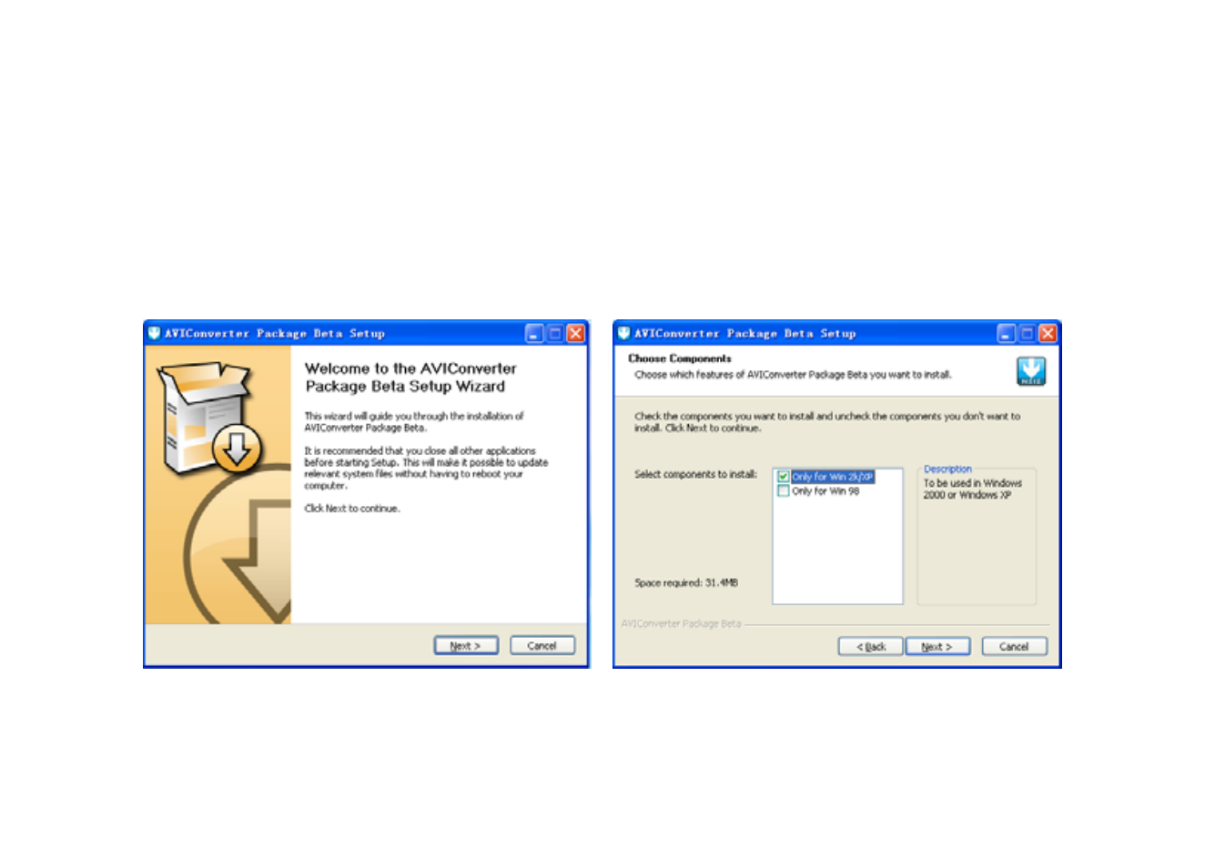 Watching video, Convert video file, Install the avi converter | Choose “only for win 2k/xp” and click next | Nextar T30 User Manual | Page 20 / 48