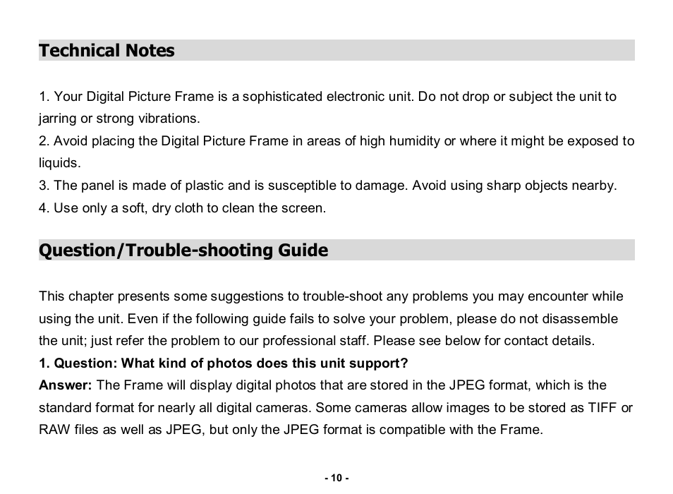Question/trouble-shooting guide | Nextar N3-505 User Manual | Page 10 / 14