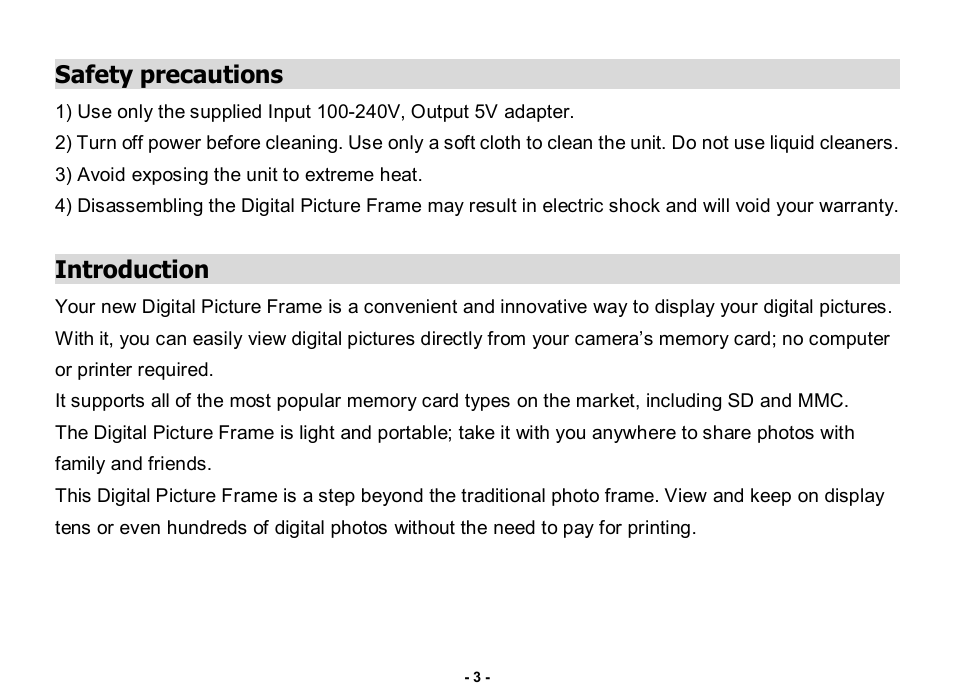 Safety precautions, Introduction | Nextar N3-505 User Manual | Page 3 / 14