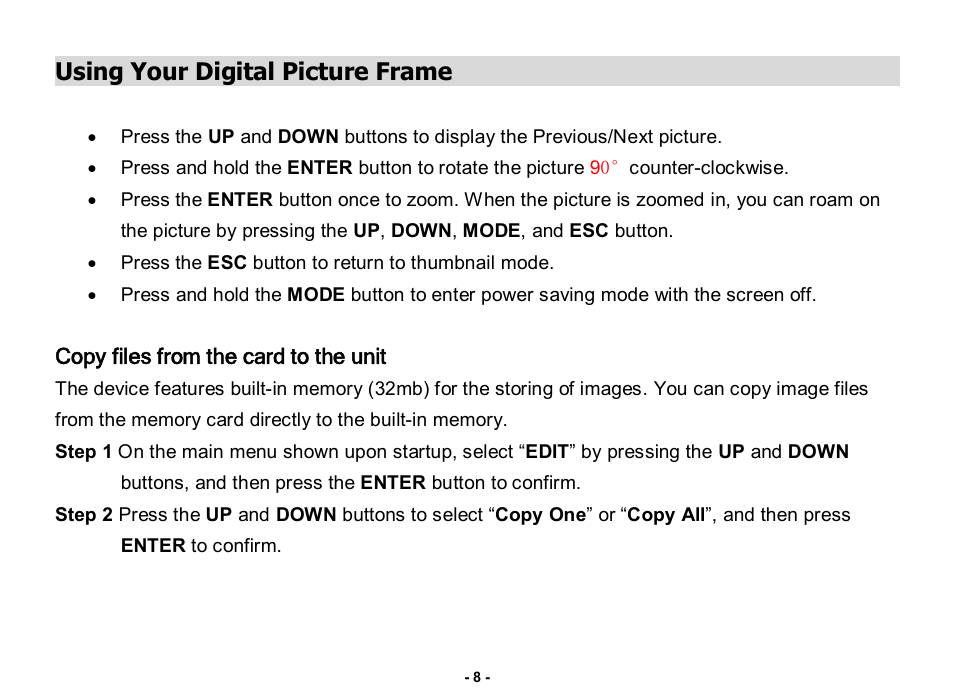 Using your digital picture frame | Nextar N3-505 User Manual | Page 8 / 14