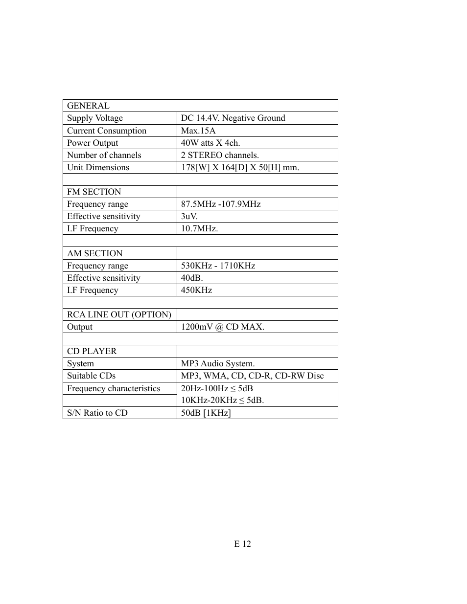 Specification | Nextar NC990C User Manual | Page 13 / 13