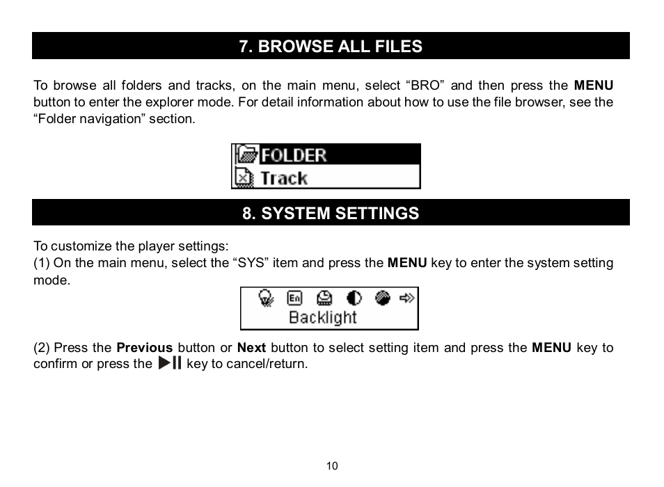 Browse all files 8. system settings | Nextar MA588 User Manual | Page 11 / 20