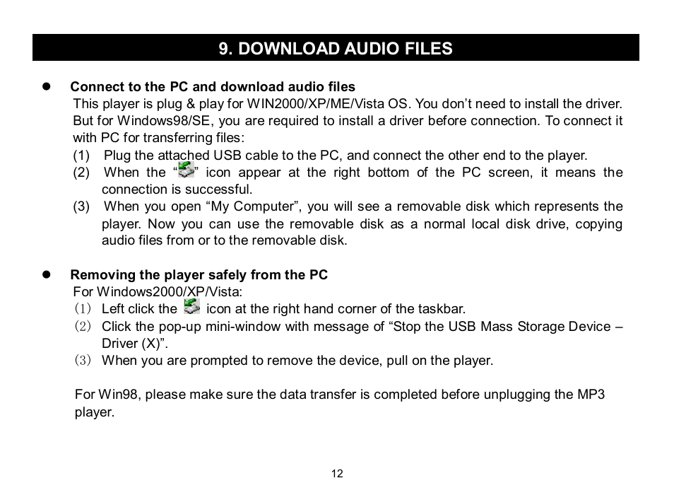 Download audio files | Nextar MA588 User Manual | Page 13 / 20