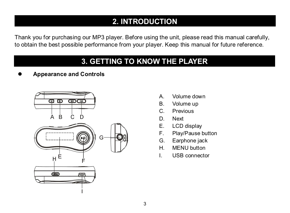 Introduction 3. getting to know the player | Nextar MA588 User Manual | Page 4 / 20
