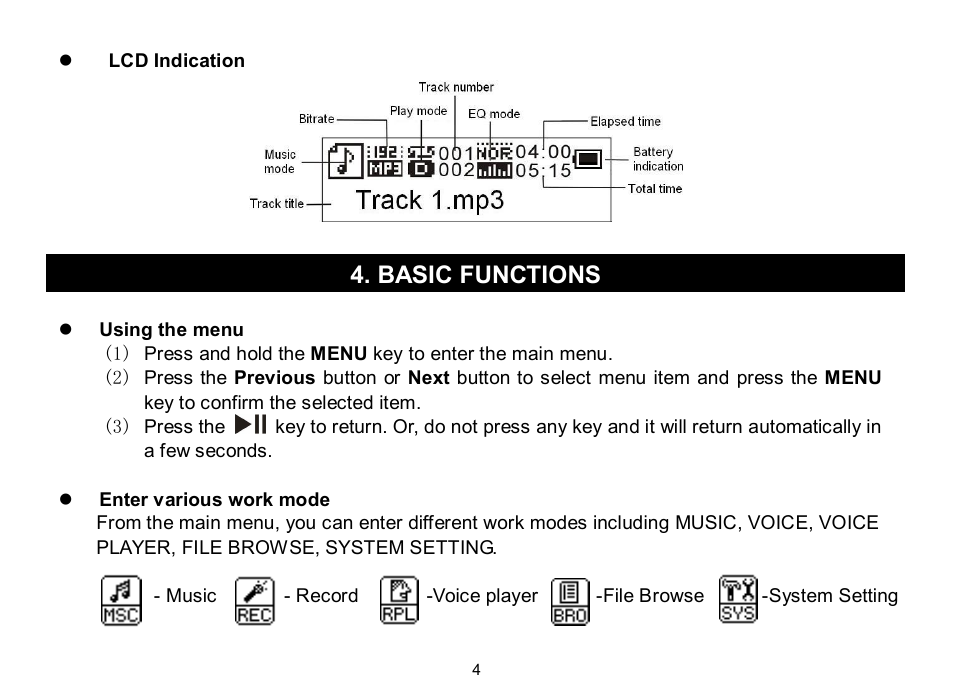 Basic functions | Nextar MA588 User Manual | Page 5 / 20