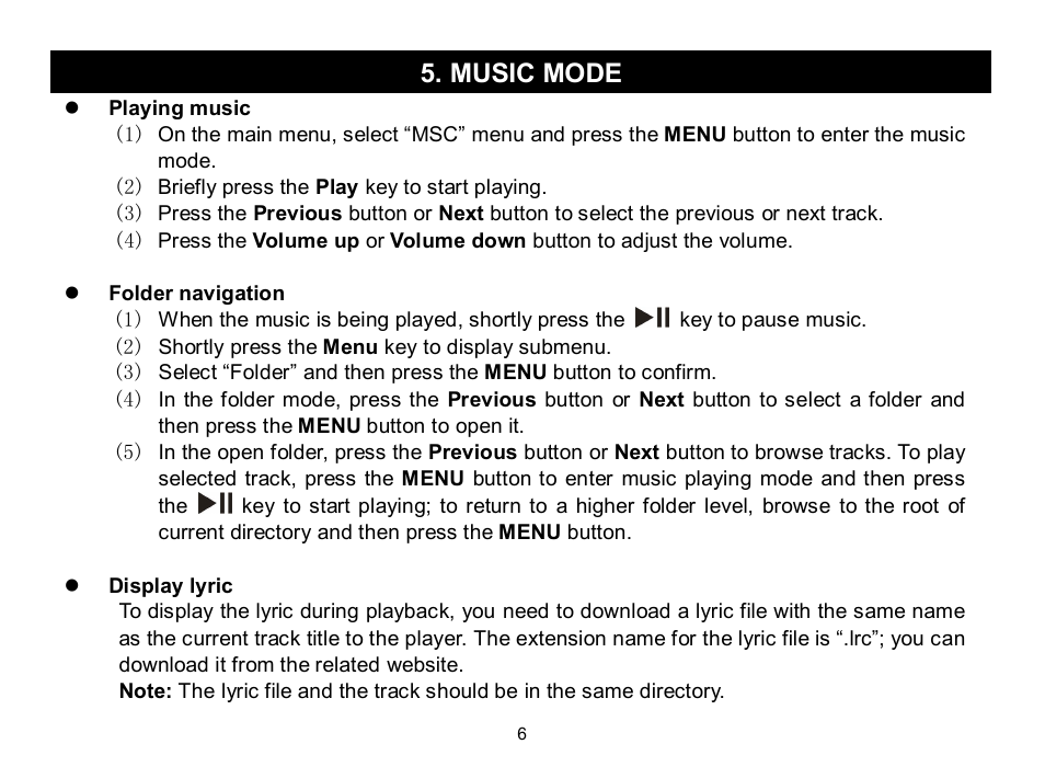 Music mode | Nextar MA588 User Manual | Page 7 / 20