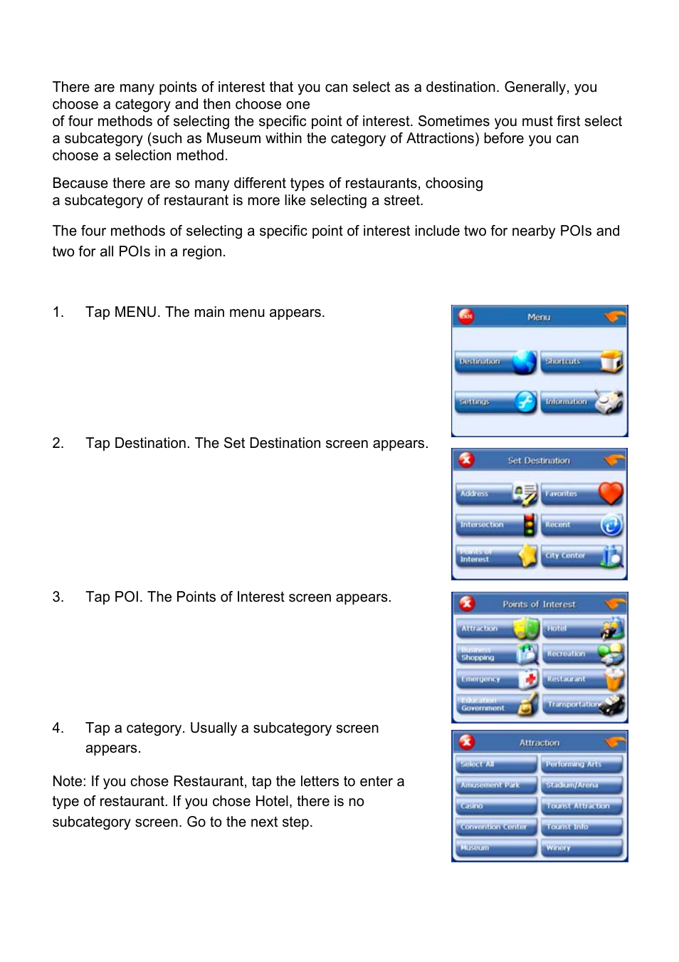 Using a point of interest (poi) as a destination | Nextar X3-10 User Manual | Page 17 / 40