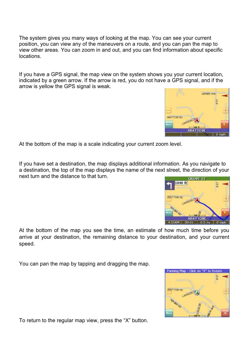 Working with the map, Map view | Nextar X3-10 User Manual | Page 6 / 40