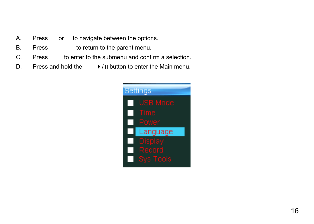 Operation in submenu | Nextar MA791 User Manual | Page 20 / 33
