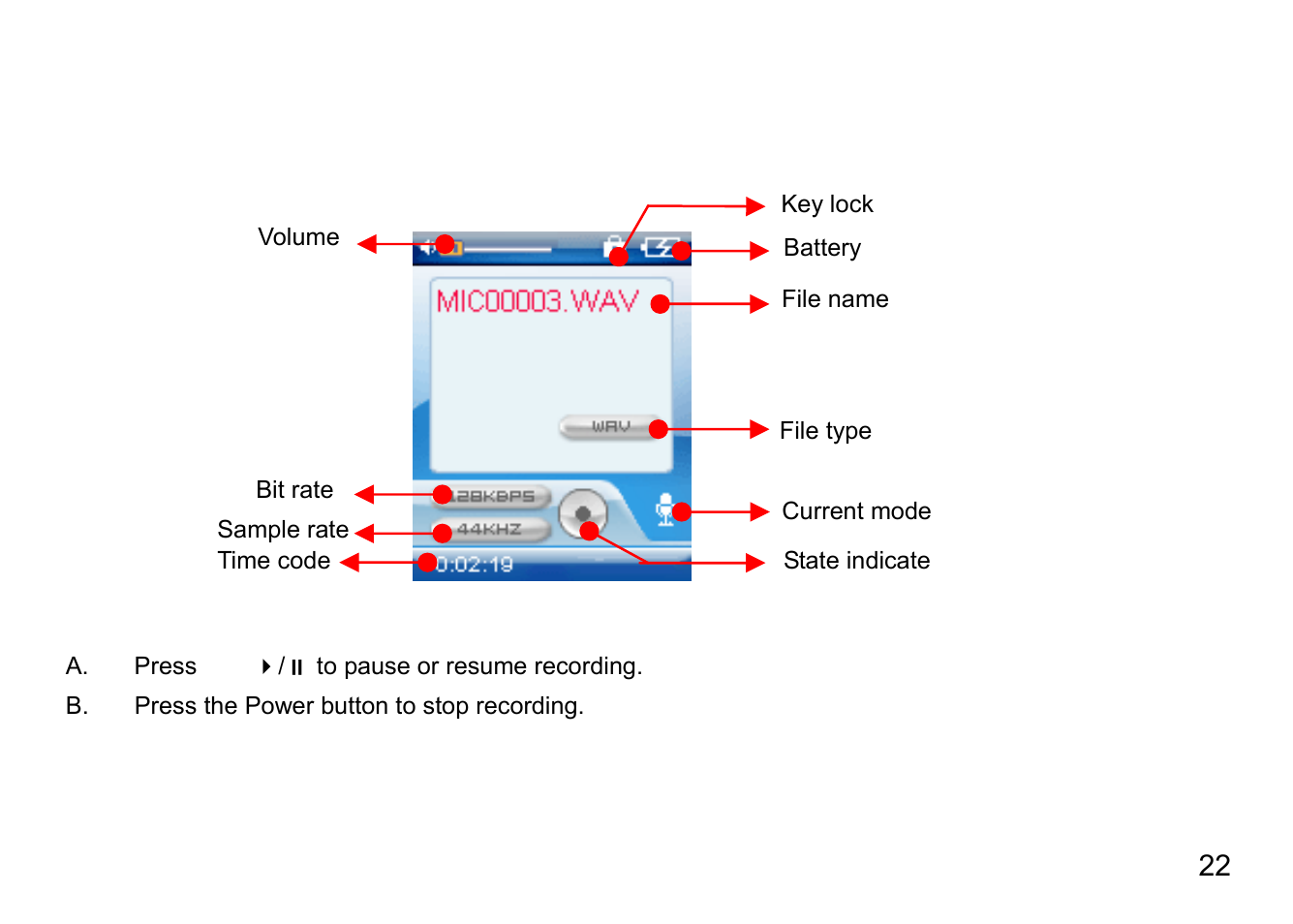 Operation in voice record/fm record mode, Operation in voic record/fm record e mode | Nextar MA791 User Manual | Page 26 / 33