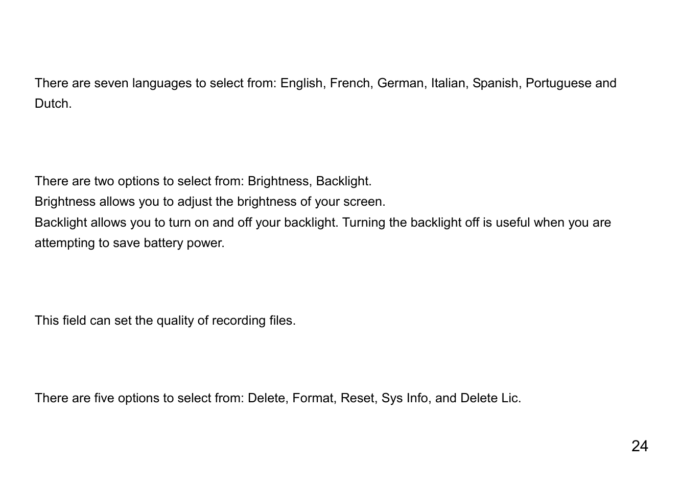 Language, Display, Record | Sys tools, Displa, Record sys tools | Nextar MA791 User Manual | Page 28 / 33