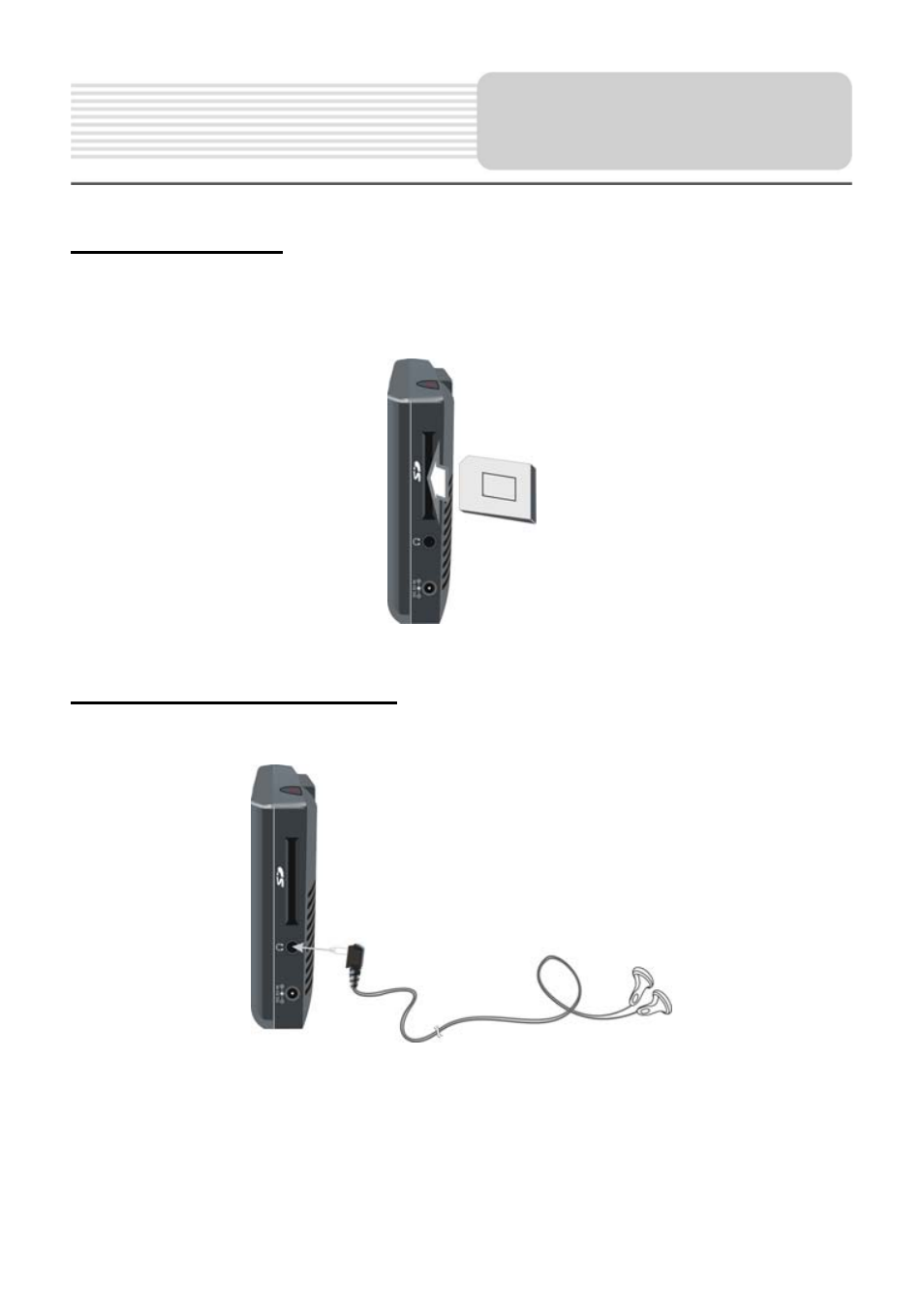 System connections, Inserting sd card, Connecting to headphones | Nextar X3-01 User Manual | Page 9 / 21
