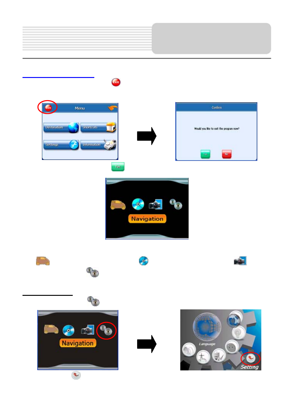 General setup, System main menu, Setting menu | Nextar M3-01 User Manual | Page 12 / 23