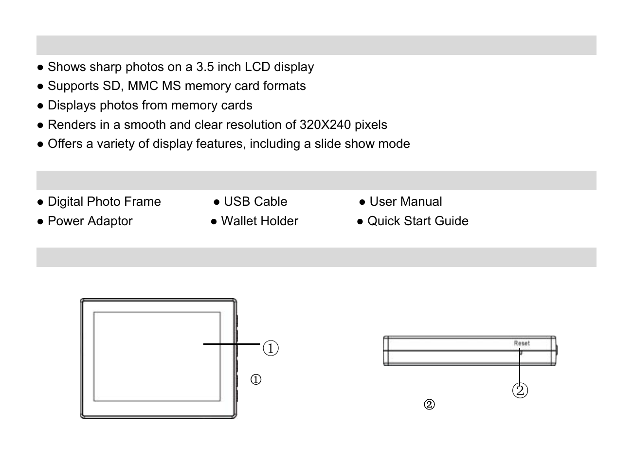 Features, Packaging check list, Product diagram | Nextar N3-506 User Manual | Page 4 / 17