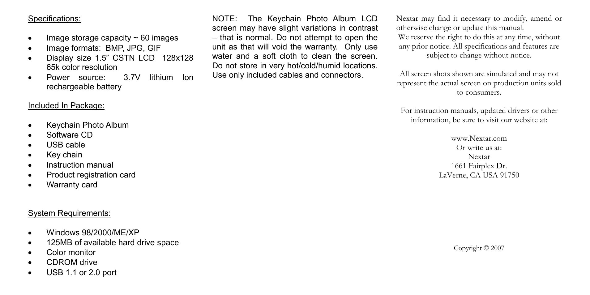 Nextar N1-501 User Manual | Page 5 / 5
