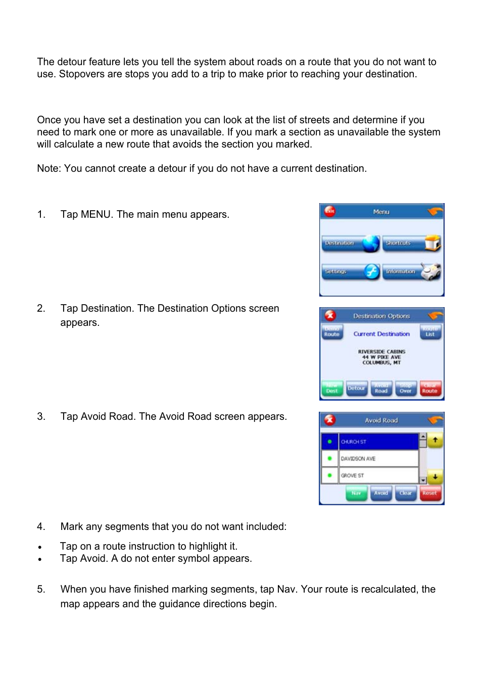 Adding detours and stopovers | Nextar Global Positioning Satellites User Manual | Page 25 / 40
