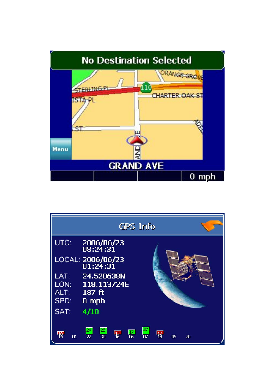 Screen display | Nextar Global Positioning Satellites User Manual | Page 38 / 40