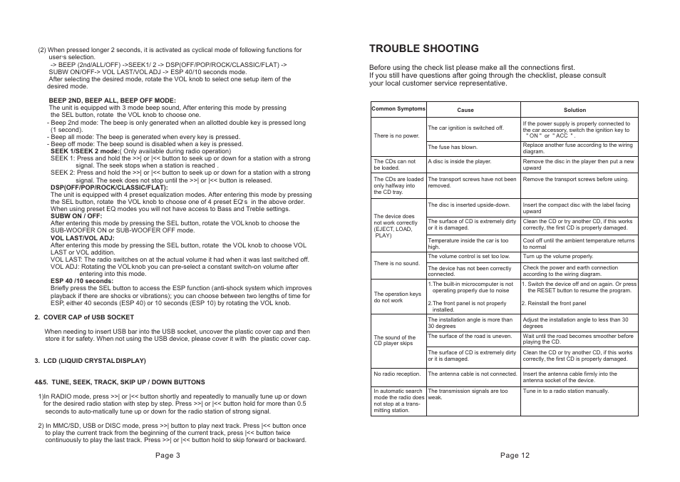Trouble shooting | Nextar NCU103 User Manual | Page 4 / 8