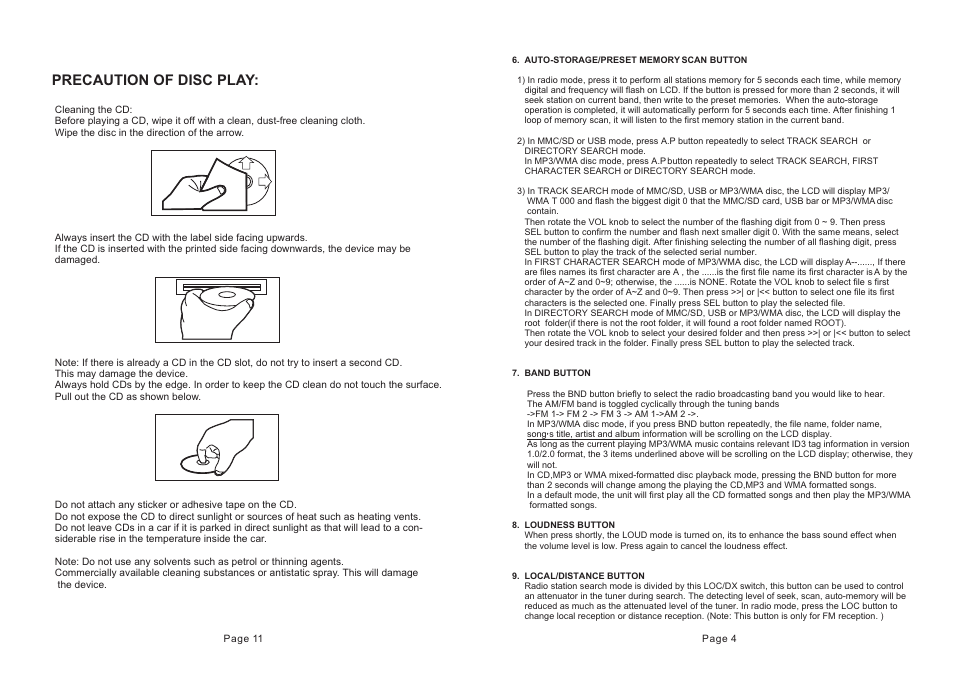 Precaution of disc play | Nextar NCU103 User Manual | Page 5 / 8