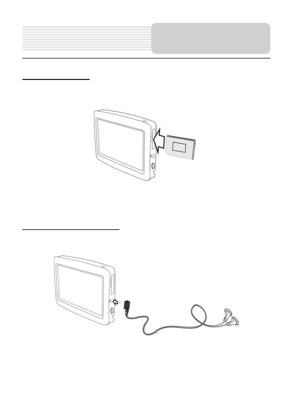 System connections, Inserting sd card, Connecting to earphones | Nextar 4.3 Q4 User Manual | Page 9 / 23