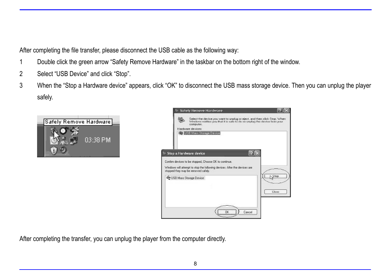 Disconnecting the usb cable | Nextar MA715A User Manual | Page 12 / 44
