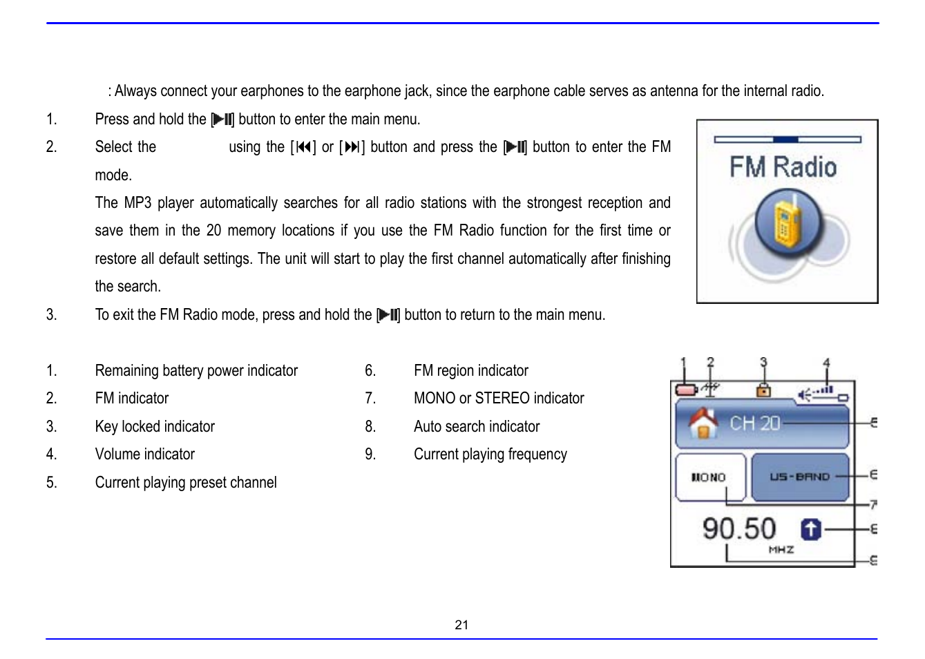 Listening to the fm radio, Display | Nextar MA715A User Manual | Page 25 / 44