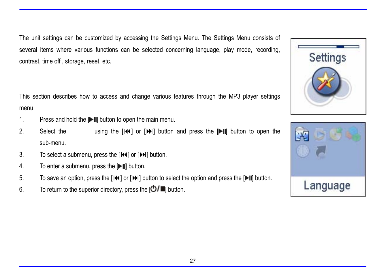 Settings, Navigating the settings menu | Nextar MA715A User Manual | Page 31 / 44