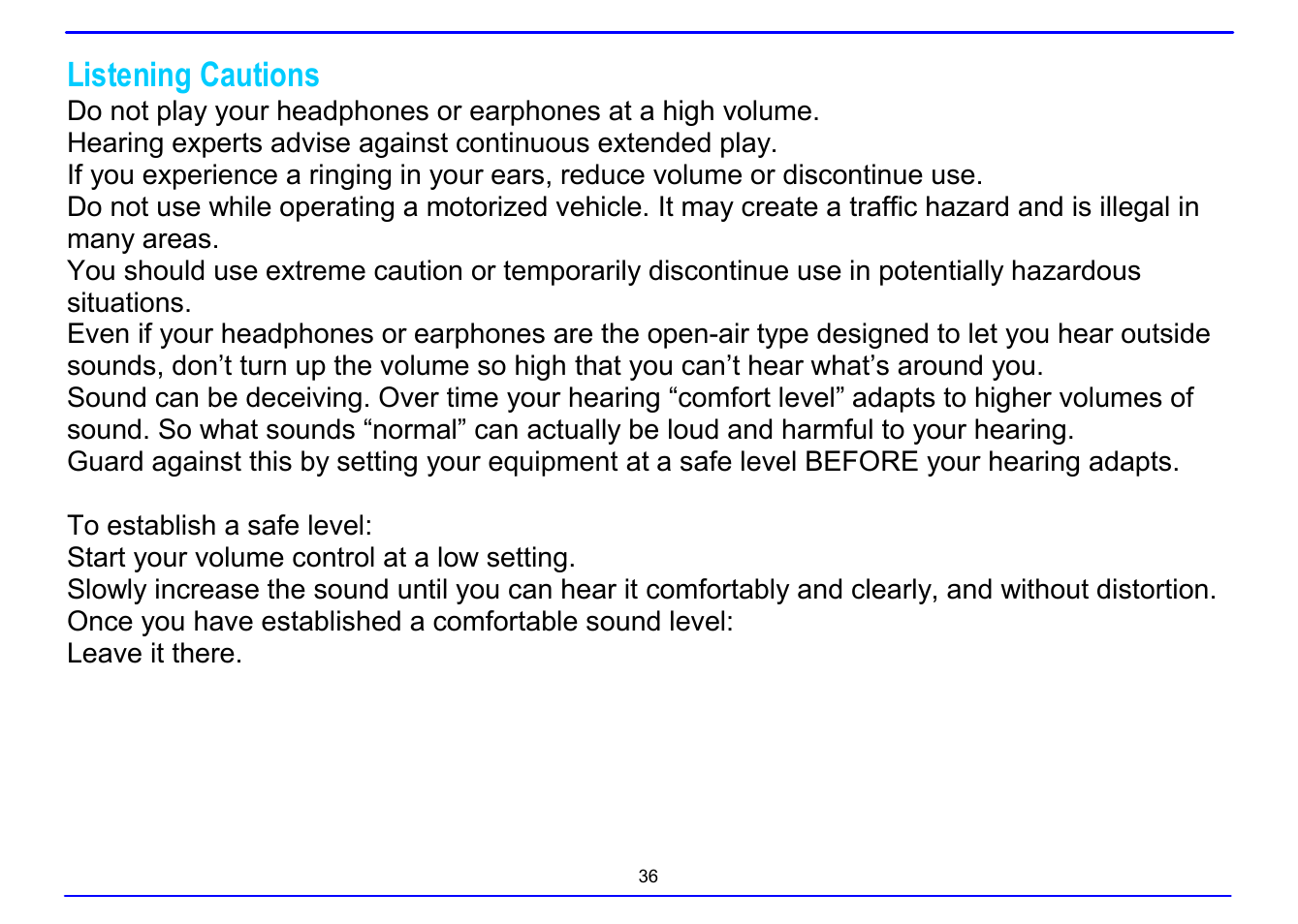 Listening cautions | Nextar MA715A User Manual | Page 40 / 44