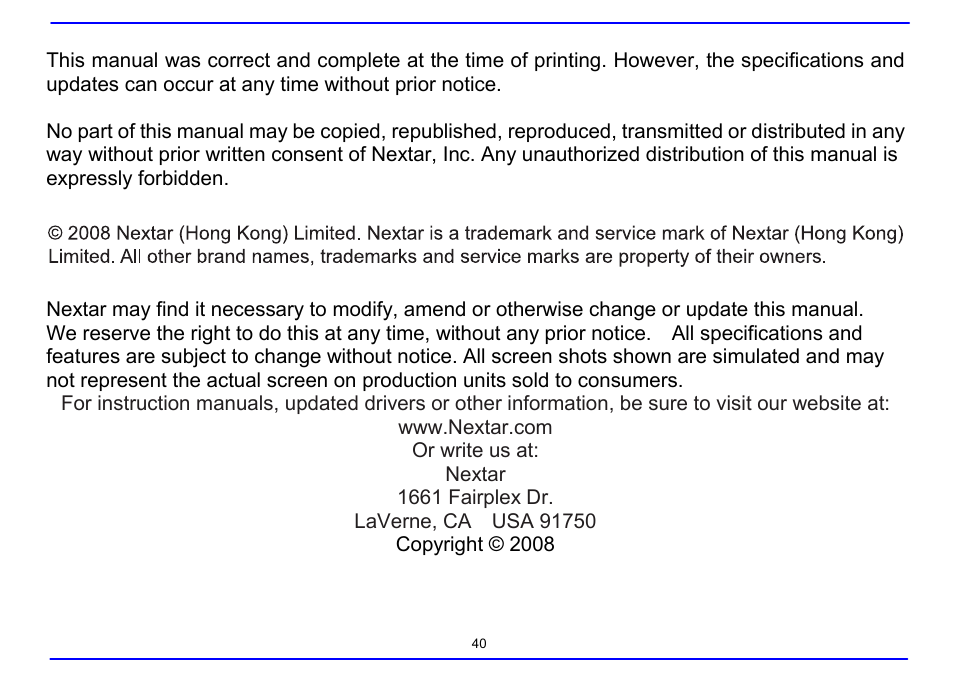 Nextar MA715A User Manual | Page 44 / 44