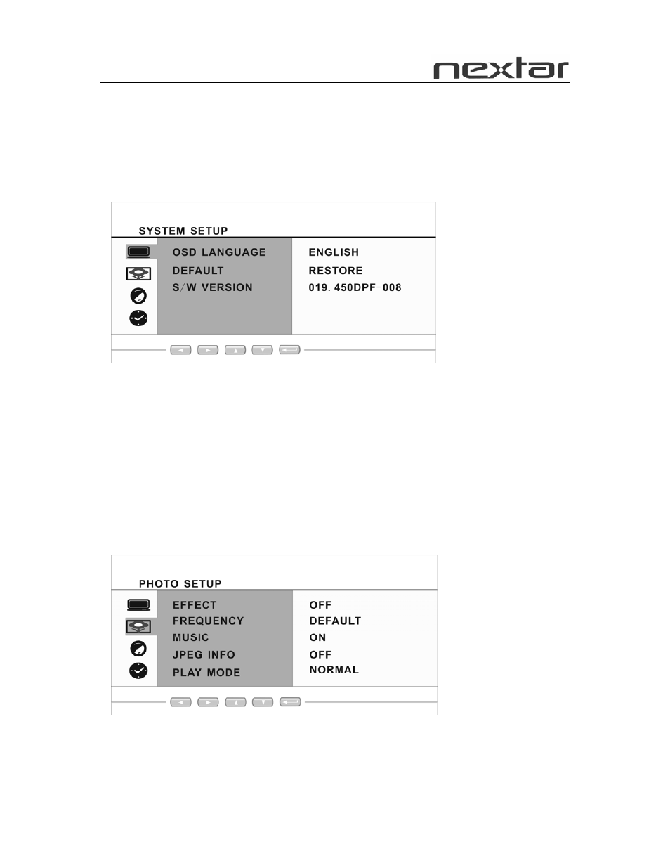 Operation, Photo setup | Nextar N7-102 User Manual | Page 12 / 17