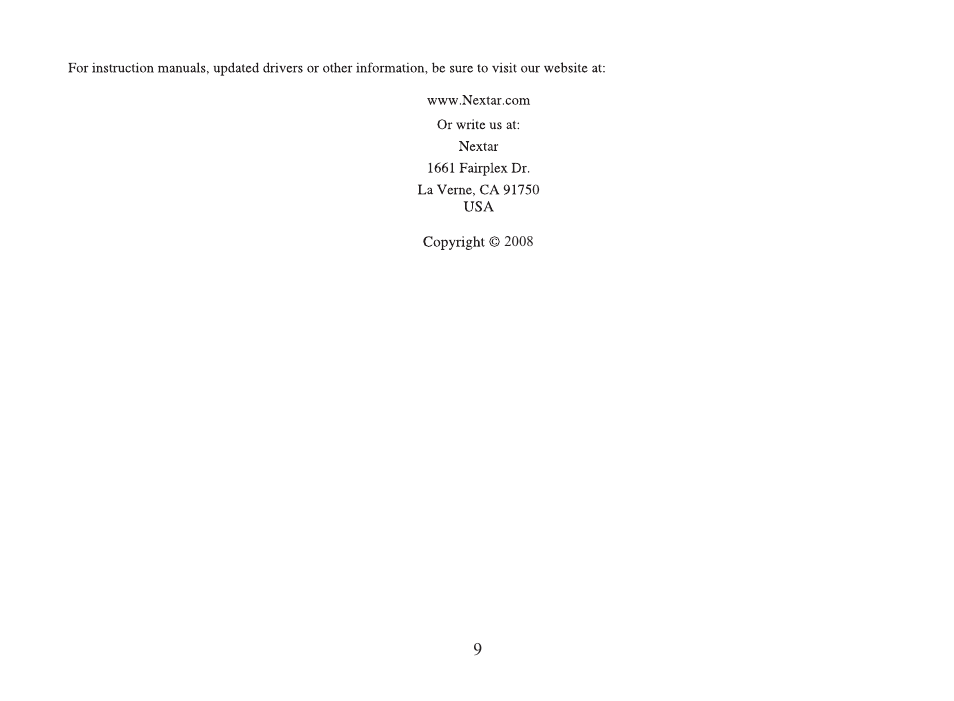 页 10 | Nextar MA166 User Manual | Page 10 / 10
