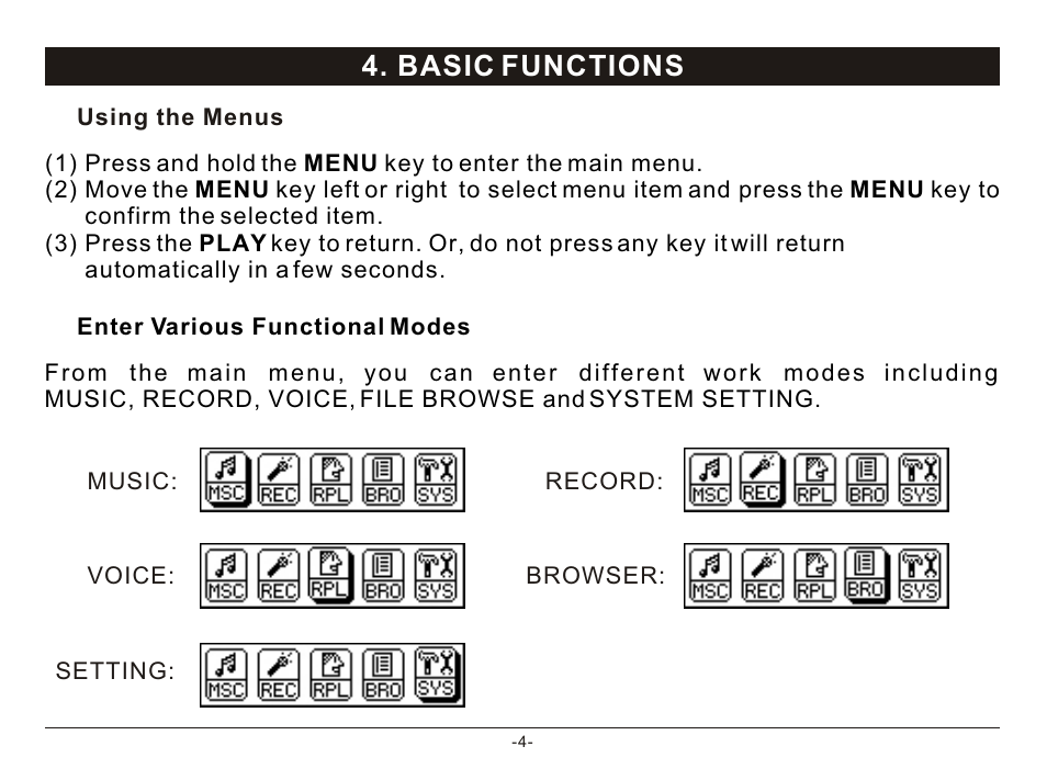 Т³гж 6, Basic functions | Nextar MA933A User Manual | Page 6 / 23