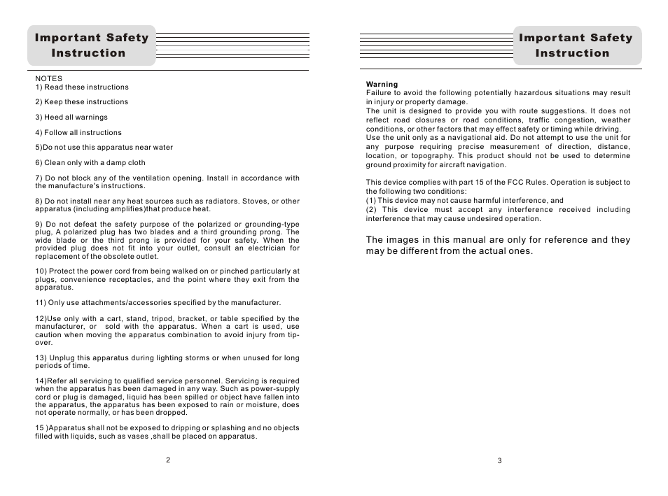页面 3, Impor tant safety instruction | Nextar S3 User Manual | Page 3 / 13