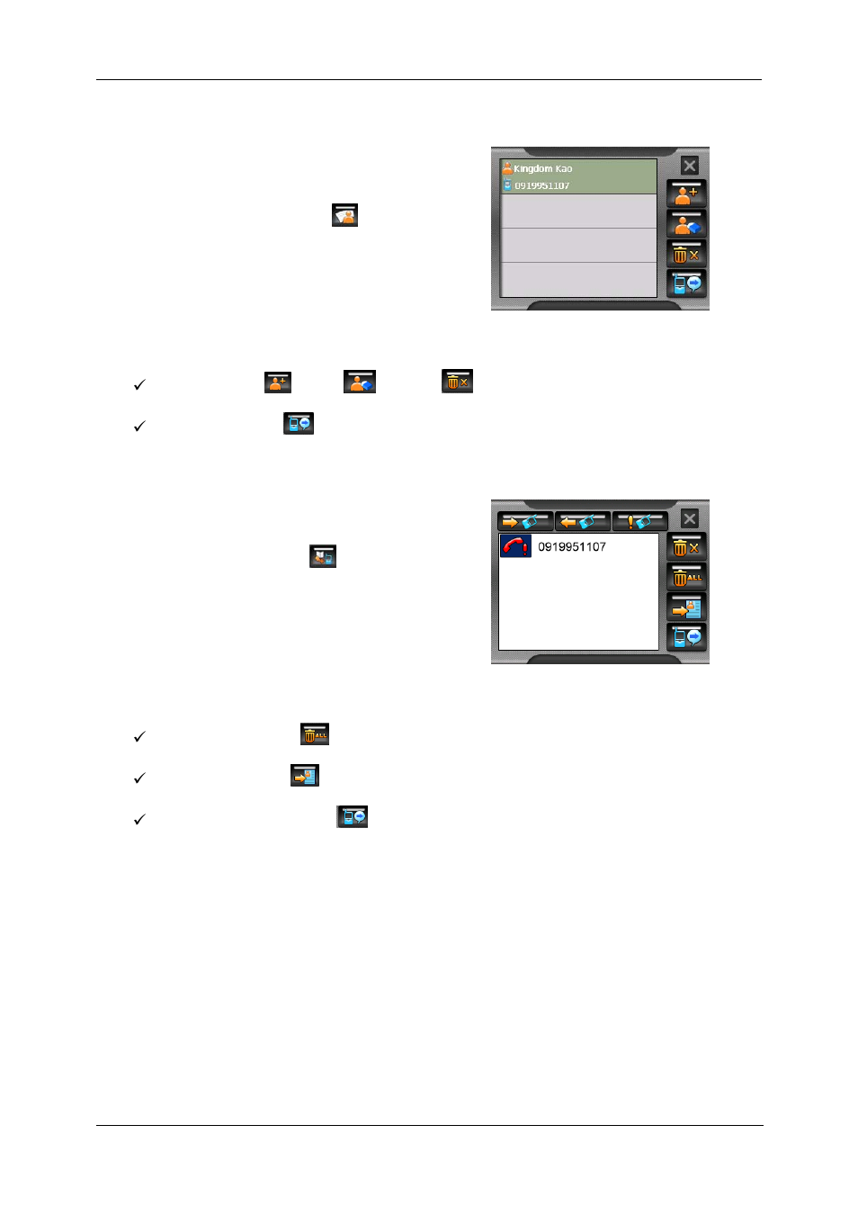 Contact viewer, Call history | Nextar SNAP3 User Manual | Page 40 / 41
