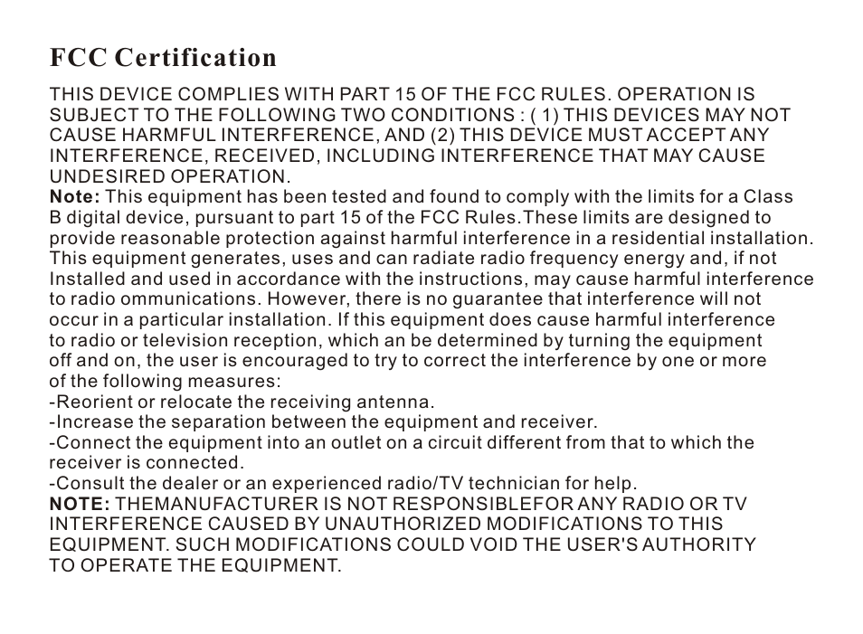 Face, Fcc certification | Nextar ma977 User Manual | Page 2 / 34