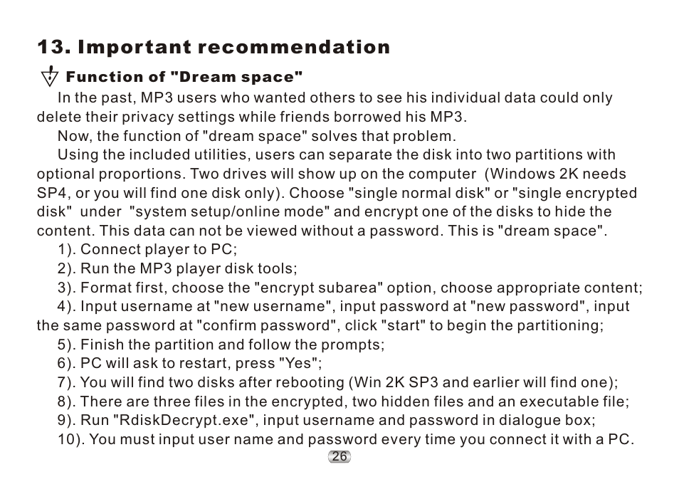 页 30, Impor tant recommendation | Nextar ma977 User Manual | Page 30 / 34