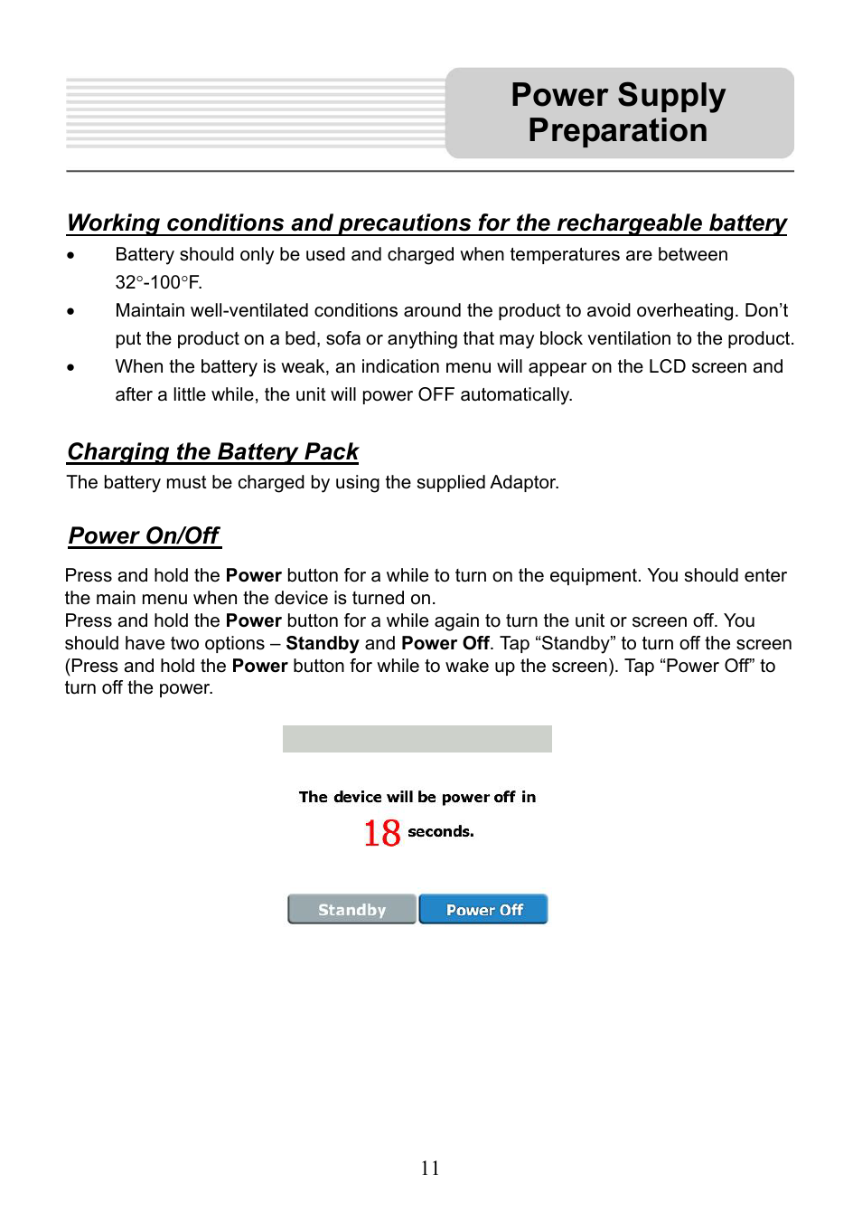 Power supply preparation | Nextar ME User Manual | Page 12 / 26