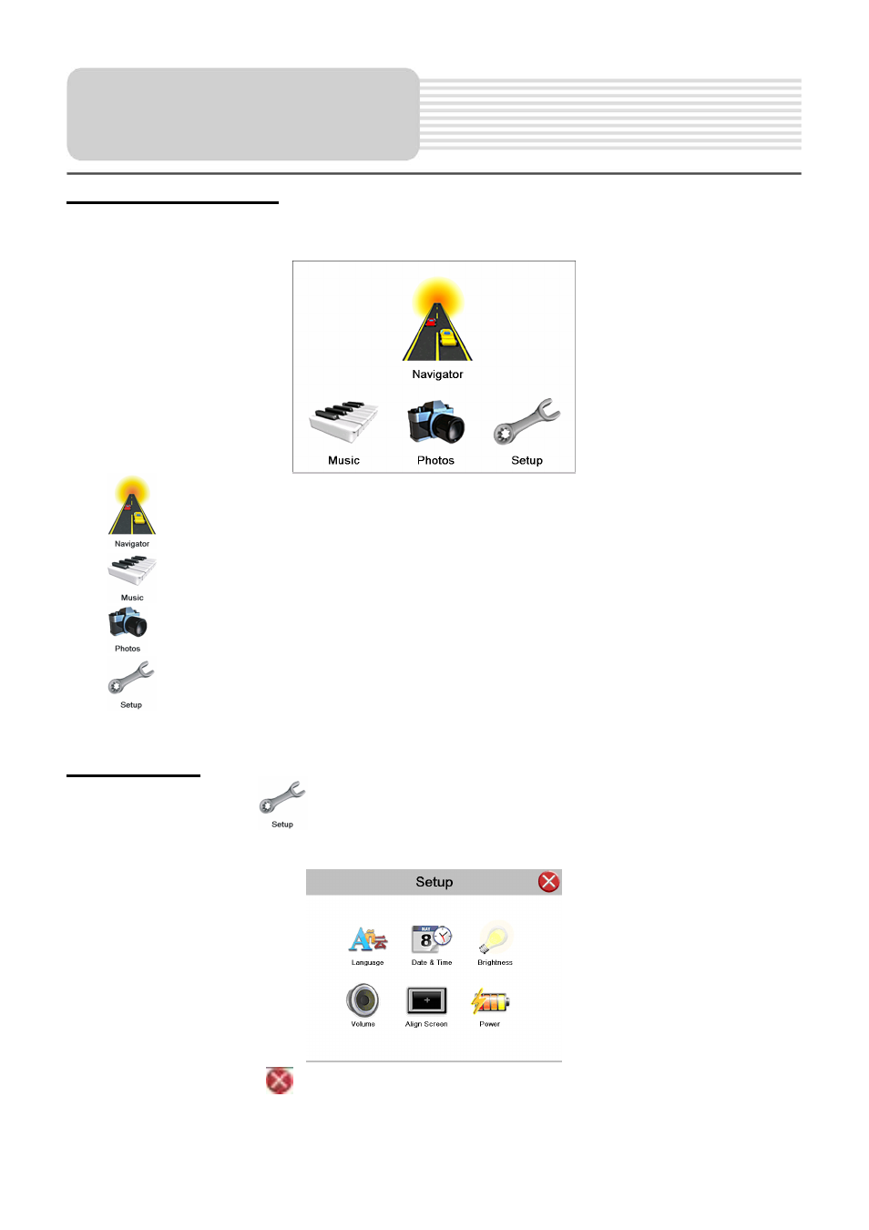 System main menu, Setup menu, General setup | Nextar ME User Manual | Page 13 / 26