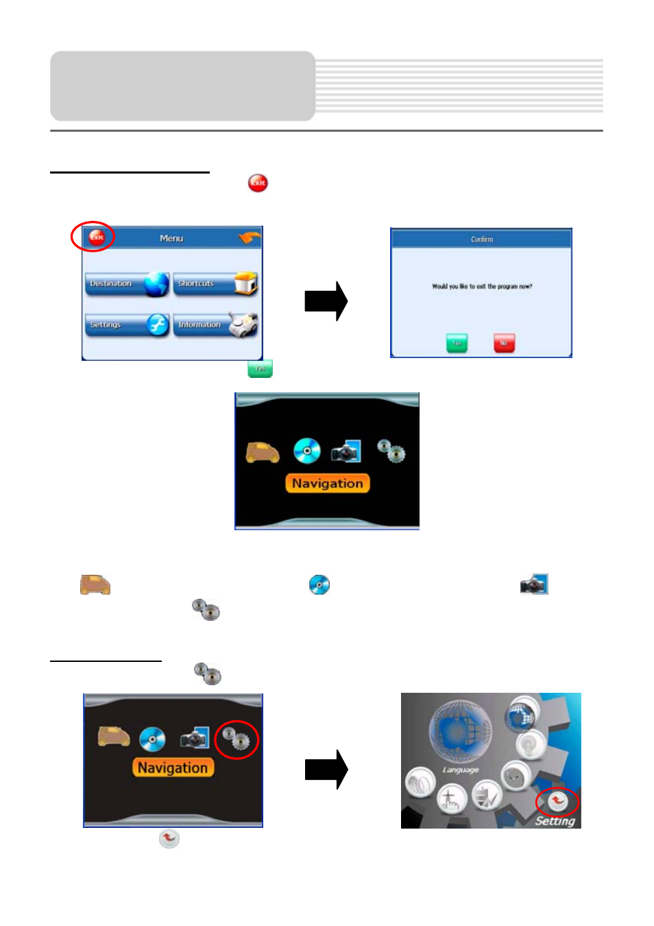 General setup, System main menu, Setting menu | Nextar X3-05 User Manual | Page 11 / 21