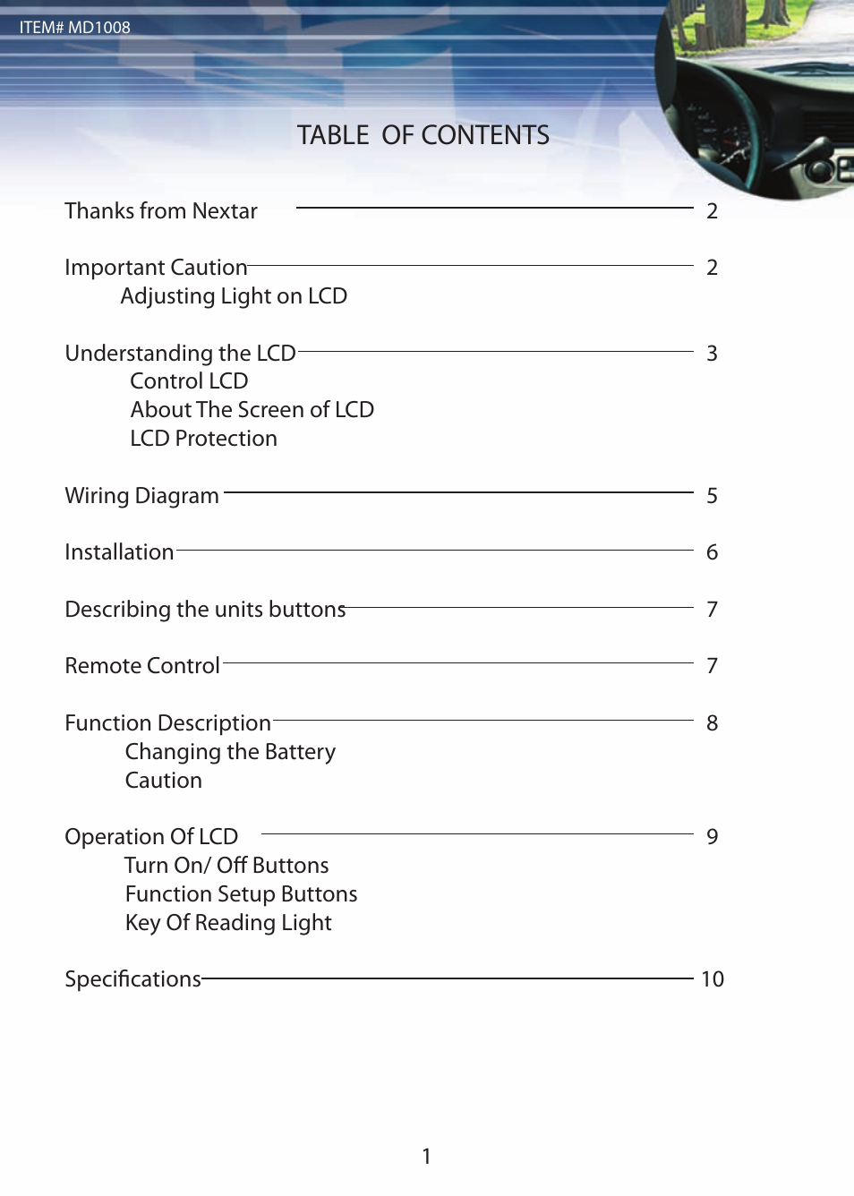Nextar MD1008 User Manual | Page 2 / 11