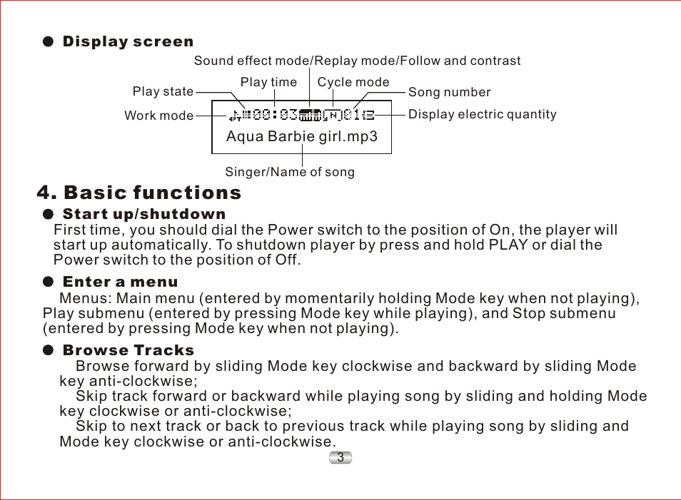 Basic functions | Nextar MA97T User Manual | Page 7 / 33