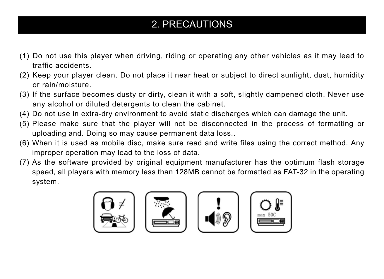 Precautions | Nextar MA715 User Manual | Page 3 / 46