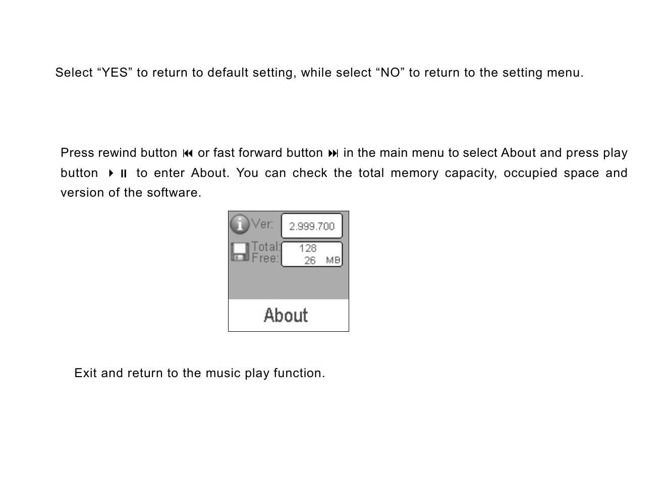 Reset, About, Exit | Nextar MA715 User Manual | Page 37 / 46