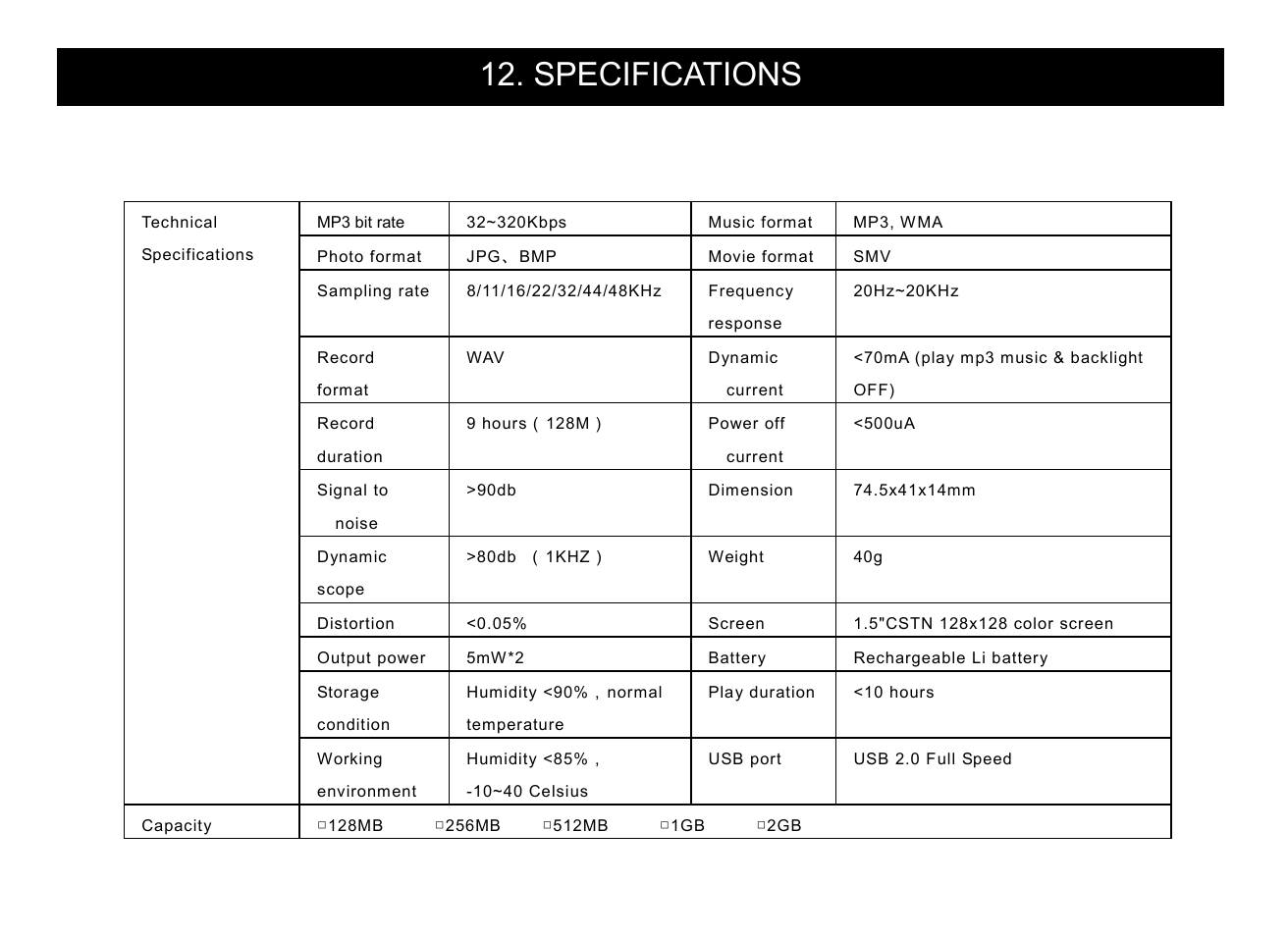 Specifications | Nextar MA715 User Manual | Page 45 / 46