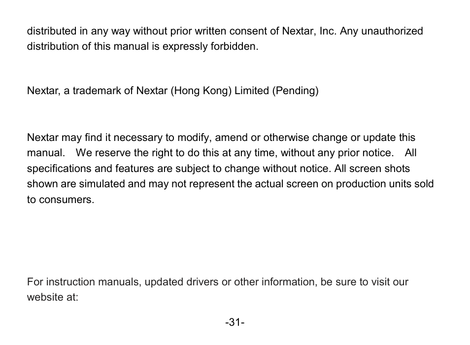 Nextar MA852s User Manual | Page 32 / 33