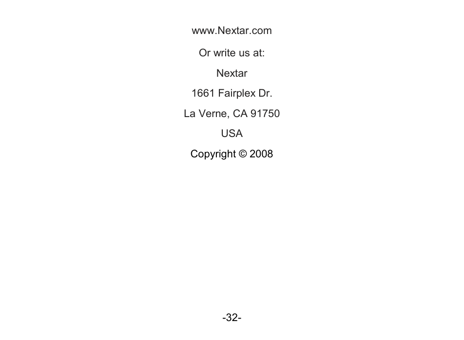 Nextar MA852s User Manual | Page 33 / 33