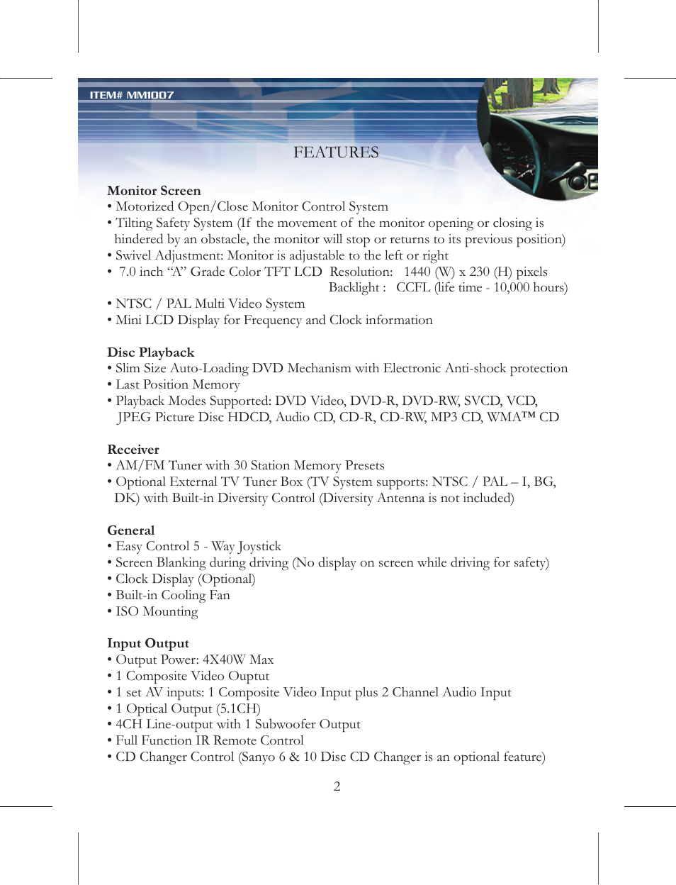 Features | Nextar MM1007 User Manual | Page 3 / 37