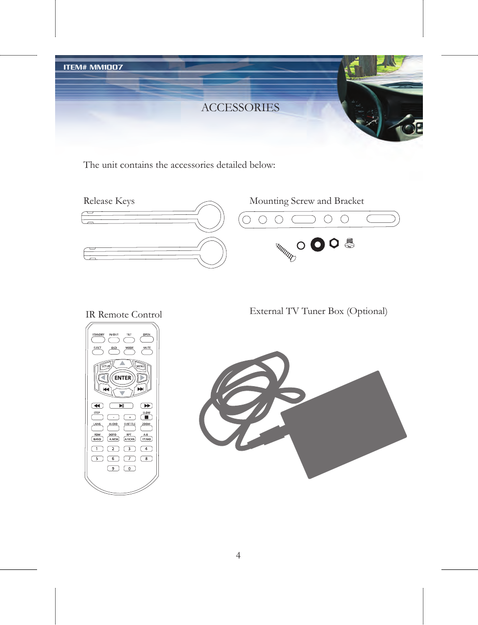 Accessories | Nextar MM1007 User Manual | Page 5 / 37