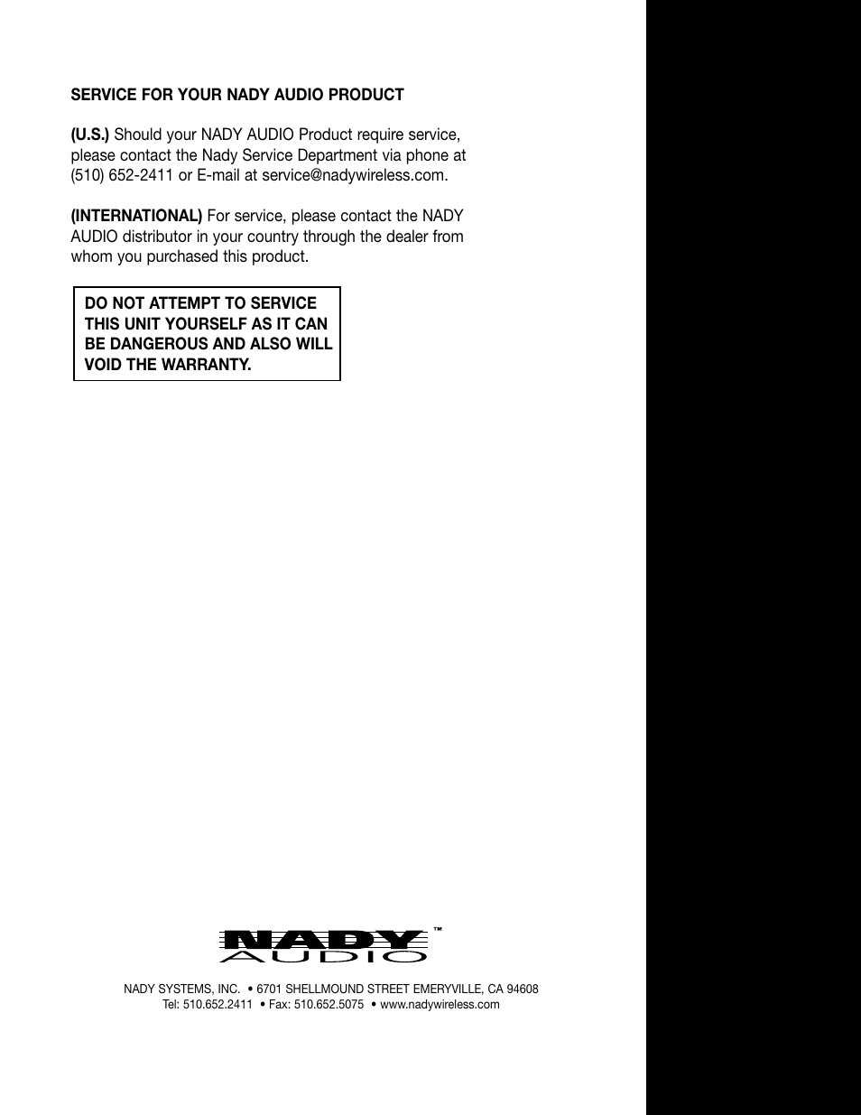 Nady Systems GEQ 231 User Manual | Page 11 / 11